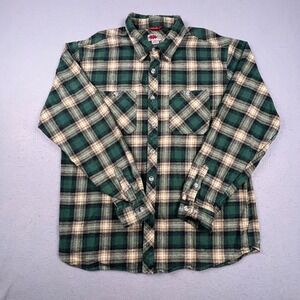 Field & Forest Flannel Shirt Mens XXL Green Plaid Cotton Button Down Outdoor